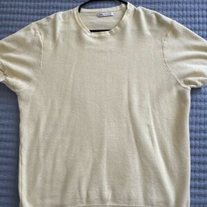 Zara Light Cream Knit Top